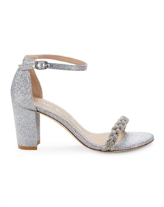 Сандалии почти телесного цвета с украшением Hishine, серебро Stuart weitzman