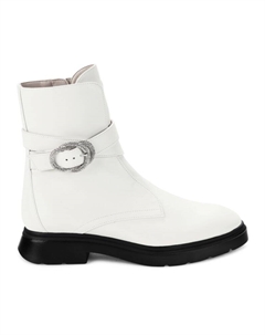 Кожаные ботильоны с пряжкой с кристаллами, белый Stuart weitzman