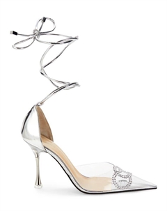 Украшенные туфли-лодочки с эффектом металлик, серебро Mach & mach