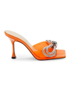 Сандалии с двойным бантом и кристаллами, оранжевый Mach & mach
