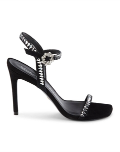 Кожаные сандалии с украшением, черный Stuart weitzman