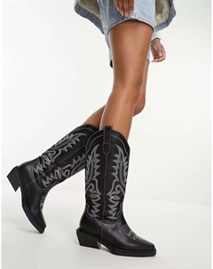 Черные ботинки в стиле вестерн на плоской подошве Camden Asos