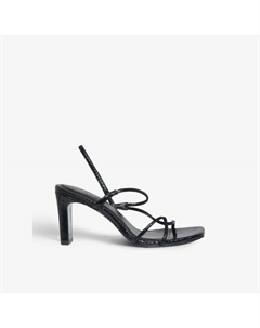 Босоножки Faye с ремешками из кожи с тиснением под змеиную кожу, черный Sandro