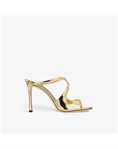 Босоножки Anise 95 на каблуке из кожи жидкого золота, желтый Jimmy choo