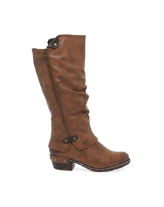 Женские сапоги высокие на молнии, коричневый Rieker