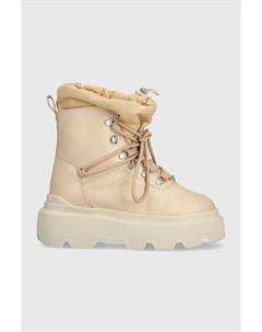 Зимние женские ботинки кожаные на шнуровке, бежевый Inuikii