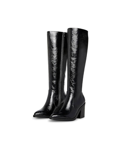 Сапоги женские Daktin лакированные на каблуке, черный Steve madden