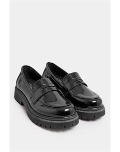 Лакированные массивные лоферы-седла широкого и очень широкого кроя, черный Yours