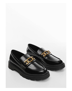 Мокасины на цепочке, черный Mango