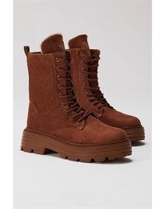 Женские удобные ботинки на шнуровке из светло-коричневой замши с рисунком Tonny black