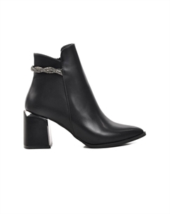 248029 Черные женские ботинки на каблуке с мехом внутри Ayakmod