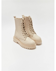 Кожаные женские ботинки на шнуровке, бежевый Xside