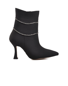 543109 Черные атласные женские ботинки на каблуке с внутренней флисовой подкладкой Ayakmod