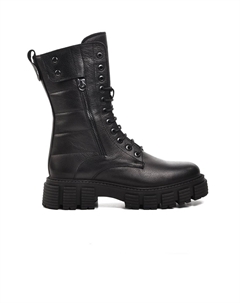 36871-1 Черные женские ботинки из натуральной кожи с начесом внутри Ayakmod