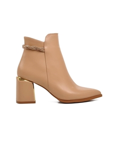 248029 Женские ботинки телесного цвета на каблуке с молнией и флисовой подкладкой Ayakmod
