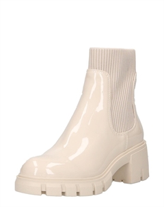 Ботинки женские челси лакированные на каблуке, кремовый Steve madden