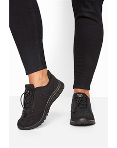 Кроссовки Wide and Extra Wide Fit Embellished Drawcord Trainers, черный Yours