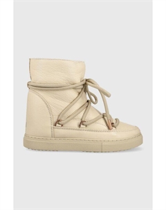 Зимние женские ботинки кожаные со шнуровкой, бежевый Inuikii