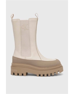 Кожаные ботинки челси FLATFORM CHELSEA BOOT LTH WN Jeans, бежевый Calvin klein