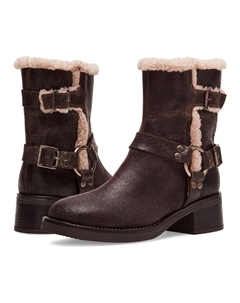 Ботинки женские Brixton кожаные с мехом, темно-коричневый Steve madden