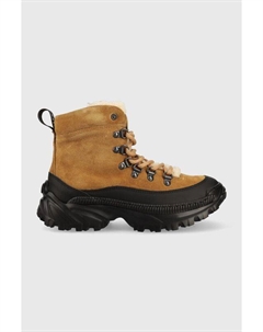 Женские ботинки из комбинации замши и текстильного материала, коричневый Hugo