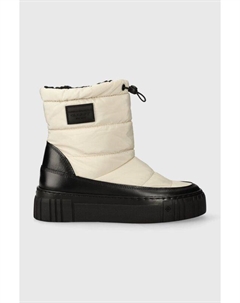 Женские зимние полусапоги Snowmont кожаные на кулиске, бежево-черный Gant