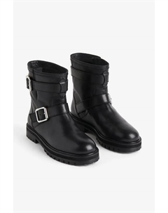 Кожаные рокерские ботинки, черный H&m