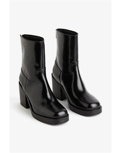 Кожаные ботинки на массивном каблуке, черный H&m
