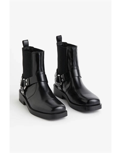 Кожаные рокерские ботинки, черный H&m
