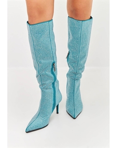 Сапоги на высоком каблуке JEWEL EMBELLISHMENT, цвет blue Cesare gaspari