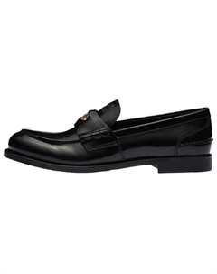 Penny Кожаные лоферы на плоской подошве женские черные Miu miu