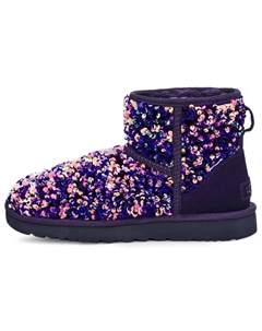 Угги женские Classic Mini с пайетками, фиолетовый Ugg