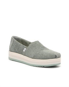 Слипоны женские Alp Midform на платформе, темно-зеленый Toms