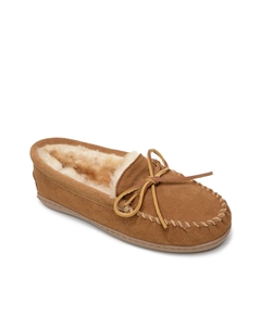 Тапочки-мокасины на жесткой подошве, светло-коричневый Minnetonka