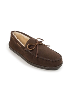 Тапочки-мокасины с ворсом и подкладкой, темно-коричневый Minnetonka