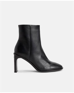 Женские кожаные ботильоны с круглым носком и шпилькой, черный Calvin klein