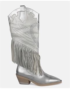 Женские кожаные ботинки с бахромой, серебро Alma en pena.