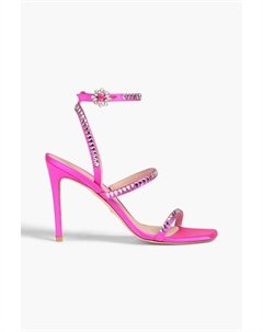 Босоножки из неонового атласа Gemcut 100 с кристаллами, розовый Stuart weitzman