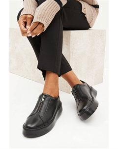 Кожаные спортивные кроссовки Signature Forever Comfort на толстой подошве и застежке-молнии, черный Next