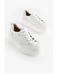 Кроссовки Signature Forever Comfort на массивной танкетке из кожаной ткани на платформе, белый Next