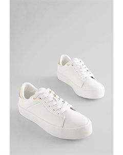 Фирменные кожаные спортивные кроссовки на толстой подошве, белый Next