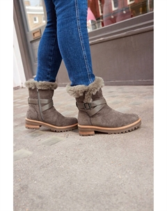 Сапоги на подкладке из искусственного меха с пряжкой Forever Comfort, серый Next