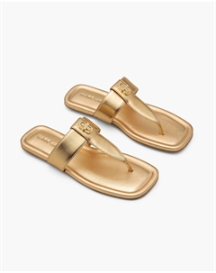 Сандалии с двумя Т-образными ремешками из металлической кожи, золотой Marc jacobs