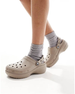 Классические сабо на платформе с подкладкой из натурального дерева Crocs