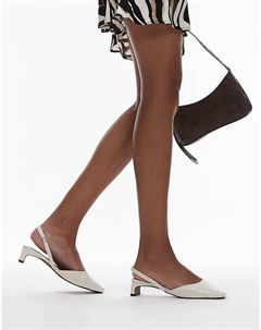 Туфли Diana на среднем каблуке с квадратным носком и белым крокодиловым принтом Topshop