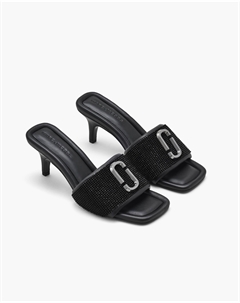 Босоножки на каблуке со стразами, цвет Black/Black Crystal Marc jacobs