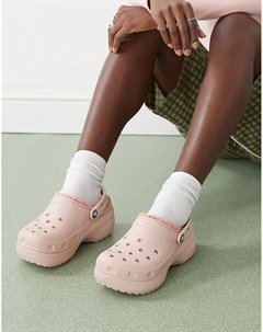 Классические сабо Croc на платформе из розовой глины Crocs