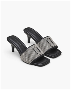 Босоножки на каблуке со стразами, цвет Black/Crystal Marc jacobs