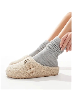 Тапочки-сабо Zanders с пряжкой в кремовом цвете Asos design