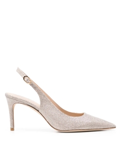 Туфли 80 мм с люрексом и открытой пяткой, серебряный Stuart weitzman